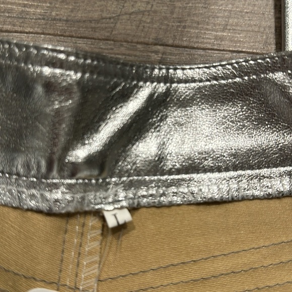 Silver metallic pleather straight leg pants 30” waist - Picture 2 of 8